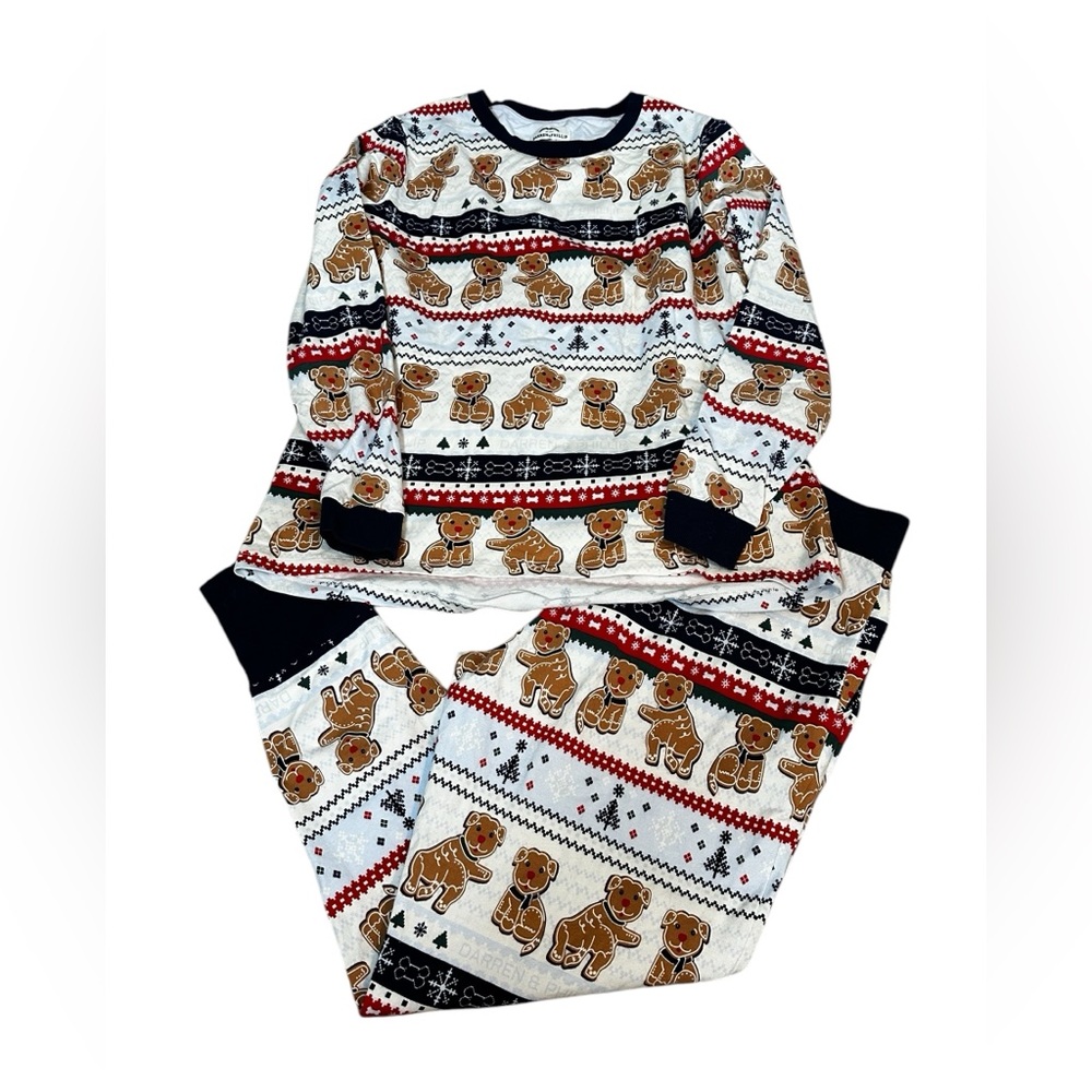 Darren & Phillip Holiday Christmas Pajamas Set Gingerbread Dogs Size Medium